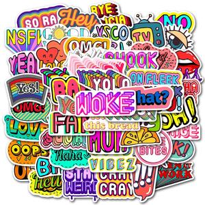 50 <span class=keywords><strong>Pegatinas</strong></span> con <span class=keywords><strong>Frases</strong></span> <span class=keywords><strong>Motivadoras</strong></span> e Inspiradoras, Letras Inglesas, Estilo Graffiti y Dibujos Animados - Product Image 4