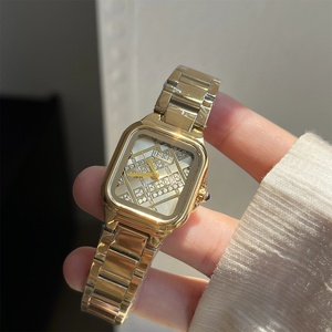 Trendy Luxury Women's Custom Wristwear Square Round <b>Watches</b> Stainless Steel Wristwatch Gold Quartz <b>Watches</b> for Ladies - Product Image 1