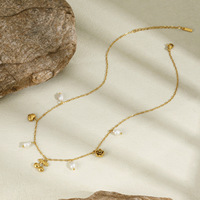 Collier élégant Gaovo multi-pendentifs en forme de cœur de cerise, fleur et perle, en acier inoxydable, chaîne de clavicule, bijoux de mode pour femmes