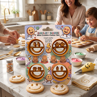 Cortadores de Galletas de Plástico con Forma de Cara Sonriente, Estampador para Fondant, Cortadores de Arcilla Polimérica y Mini Cortadores de Arcilla para Pendientes