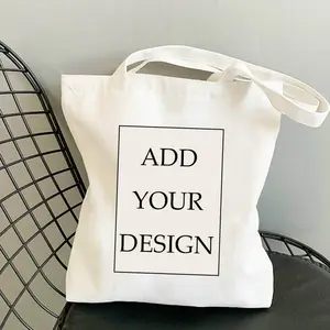 Bolsa de ombro casual personalizável, bolsa de ombro casual de design grande para compras, tela com logotipo impresso