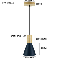 Ideas de Decoración de Interiores para Patio, Lámpara Colgante LED de Metal y Madera con Cable de Cuerda Negra, para Hotel, Dormitorio, Bar