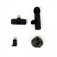 Mikrofon Lavalier Nirkabel 3 in 1 Dual Lapel Mic untuk iPhone Android Kamera Wawancara Siaran Langsung Rekaman