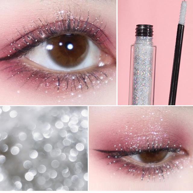 Оптовая продажа, быстросохнущая сияющая Серебряная тушь для ресниц для макияжа с бриллиантами