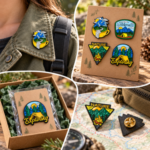 Broches Sming en émail pour camping en plein air, souvenirs de voyage, badges de revers, broches d'aventure aux couleurs de tente, personnalisables pour vêtements et sacs - Product Image 2