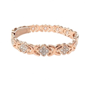Trendy Anti Tarnish Wholesale Custom Brand logo 14k 18k PVD Gold Plated Stainless Steel Diamond Magnet Bracelet <b>for</b> Women <b>Men</b> - Product Image 5