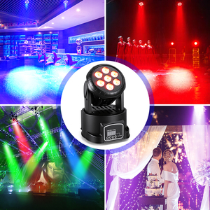 Luci a Testa Mobile <span class=keywords><strong>LED</strong></span> per Palcoscenico, Luci per DJ Professionali 7X8W 5000LM RGBW, Faretto a 12 Colori con Controllo DMX512 per Discoteca e Feste - Product Image 6