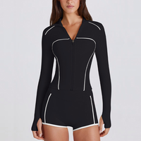 Ventes en gros de vestes de sport pour femmes à séchage rapide, protection solaire, fermeture éclair, manches longues, fines, en nylon et élasthanne, pour la salle de sport et la remise en forme