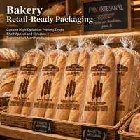 Sacs à pain en plastique micro-perforés OPP transparents, personnalisés, pour boulangerie fraîche, pain de mie, pain au levain
