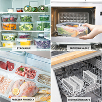 Conteneurs de Stockage Alimentaire en Plastique en Gros, Qualité Alimentaire, Transparents, avec Couvercle Hermétique pour Maison, Réfrigérateur, Micro-ondes, Cuisine, Préparation de Repas et Plats à Emporter