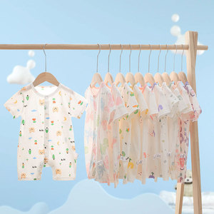 Pelele de bebé de verano, fino, de manga corta, de algodón puro, unisex, para recién nacido, pijama, body para gatear, ropa exterior - Product Image 1