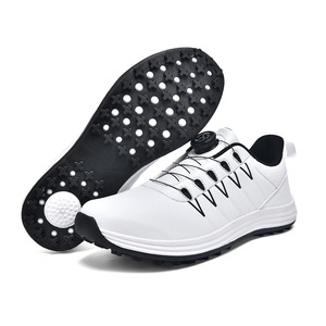 Zapatos de Golf Unisex Blancos con Suela de Goma, Parte Superior de PU, Forro de Malla, Entresuela de EVA, Zapatillas Deportivas Transpirables - Product Image 1