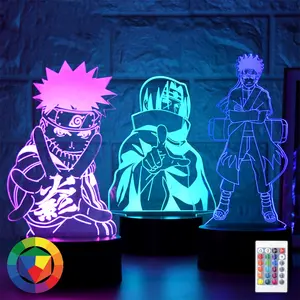 Hot Sale 3D Anime Uzumaki Led Nachtlicht Team Sasuke Kakashi Hatake Kinder Schlafzimmer Nachtlicht Itachi Uchiha 3D Nachtlicht