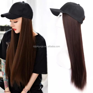 Parrucca <span class=keywords><strong>da</strong></span> donna sintetica marrone liscia con cappello integrato, naturale, <span class=keywords><strong>da</strong></span> 22 pollici, ideale per ragazza - Product Image 1