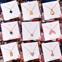Kalung Black Clover Eksklusif Resoul, Kalung Choker Enamel Empat Daun yang Berkelas, Perhiasan Wanita Pembawa Keberuntungan