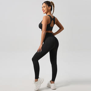 WOJIEER all'ingrosso 2 pezzi Set di donne palestra tuta Fitness abbigliamento Fitness Yoga esercizio tuta indossando abbigliamento sportivo donna abbigliamento sportivo - Product Image 3