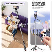 Trépied télescopique robuste en acier inoxydable F05 1380 mm, avec clip de téléphone détachable, télécommande intégrée, pour selfie Android