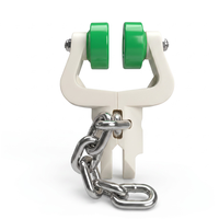 Chaîne de convoyeur soudée en acier inoxydable avec finition zinc pour abattoir, avec poulie de suspension en nylon
