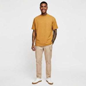 high quality wholesale heavyweight t shirts classic <b>mock</b> <b>neck</b> T-shirt for men - Product Image 1