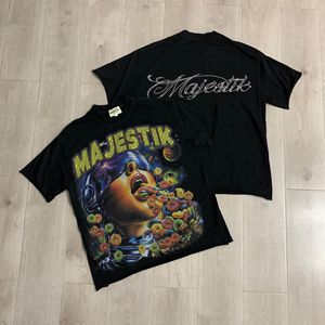 Camiseta de Manga Corta para Hombre, Estilo Urbano, Estampado Retro Graffiti, Lavado Ácido, 100% Algodón, Talla Grande, Marca Majstik - Product Image 5