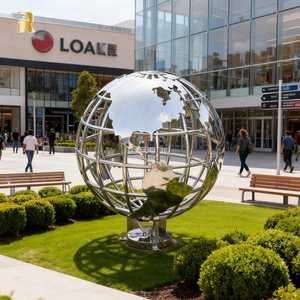 RELONG モダン 抽象 ステンレススチール製 世界地図 地球儀彫刻 都市屋外広場 ラウンドアバウト装飾用 - Product Image 4