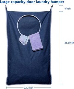 Hanging Laundry Hamper <b>Storage</b> Bag with Door Design for Dirty Clothes Polyester Material - Product Image 2