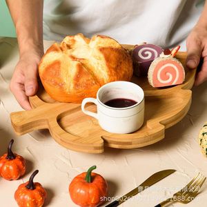 Bamboo Maple Leaf Shaped <b>Tray</b> Solid Wood Serving Plate For Hotel Coffee <b>Tea</b> Dried Fruit Pizza - Product Image 3