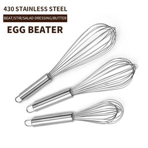 Batidor de Huevos Manual de Acero Inoxidable de 3 Tamaños, Producto Más Vendido al por Mayor, con Mango Pulido - Product Image 6