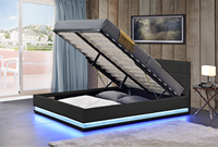 Lit double King Size rembourré avec éclairage LED Willsoon Design moderne PU Gas Lift avec rangement et ascenseur