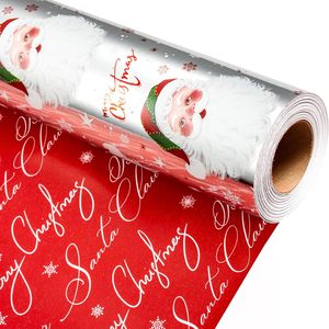 Christmas Wrapping Paper Silver Santa Claus Design 17 In X 32.8 Ft Recyclable Single Side Coating Gift <b>Wrap</b> - Product Image 1