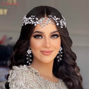 YouLaPan Legierung Blumen Braut Stirnband Kristall Hochzeit Haarkranz Tiara Handgefertigt Elegantes Damen Haarband Braut Kopfschmuck <span class=keywords><strong>HP350</strong></span> - Product Image 3