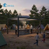 Pergola moderne de luxe en aluminium Sweet Home, toit à lamelles bioclimatiques motorisé, auvent extérieur imperméable, éclairage LED