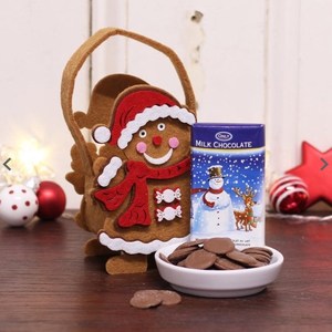 Homme de pain d'épice en feutre de laine durable et elfe de Noël en chocolat au lait Boutons de chocolat Décorations de Noël dans un sac cadeau - Product Image 5