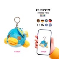 Porte-clés en peluche personnalisé à faible MOQ, porte-clés animal marin en peluche, porte-clés poisson en peluche sur mesure
