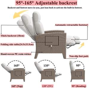 Sillones <span class=keywords><strong>Reclinables</strong></span> de Ratán para Jardín Heerde con Respaldo y Estructura de Acero Aleado para <span class=keywords><strong>Terraza</strong></span> Interior y Patio - Product Image 4