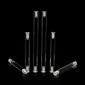 Acrylic Threaded Rods M14 M36 Metric Right Hand <b>Polished</b> <b>Drilled</b> Tapped Cylindrical Tubes <b>For</b> Acrylic Base Brackets - Product Image 1
