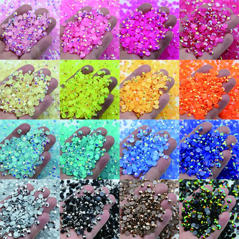 High Quality 2mm 3mm 4mm 5mm 6mm Flat Back AB Jelly Resin Rhinestones For Clothes Jewelry Crafts