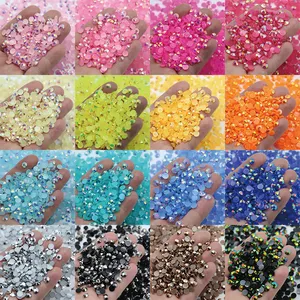 Yüksek kalite 2mm 3mm 4mm 5mm 6mm düz geri AB jöle reçine Rhinestones giysi için takı el sanatları