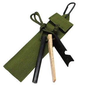 Survival Pouch Stuff Fire Starter Kit Strong Spark Fire Steel Kit con Kindling Fat Wood per fare il fuoco