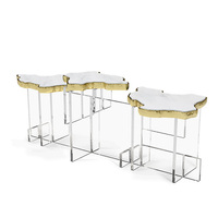 Table d'appoint de salon moderne, simple et luxueuse pour la maison Table basse imbriquée en acrylique et en marbre naturel unique