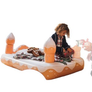 Lit de voyage gonflable pliable moderne en PVC rose pour enfants, idéal pour les séjours à la maison et le camping - Product Image 6