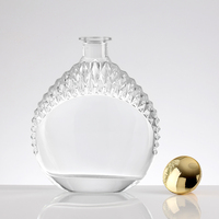 Bouteilles en verre transparentes Super Flint, vides, rondes, gravées, pour brandy