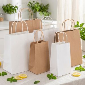 Sacs en papier kraft écologiques personnalisés en gros avec logo sur mesure pour la vente à emporter de restauration rapide - Product Image 1