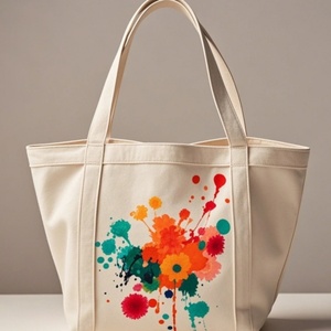 Custom Logo Hand-Held Canvas Shopping Bag Single-Shoulder Student Cotton Bag with Leaf Printing <b>Blank</b> Design - Product Image 5
