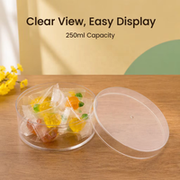 Boîte de rangement transparente en plastique PS de qualité alimentaire avec couvercle, pour bonbons, viande, biscuits, salades, épaisseur 1 mm, 100*53 mm, profil bas, capacité 250 ml