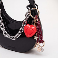 EDGE Fashion Alarme de sécurité personnelle en forme de cœur, porte-clés avec pompon rouge et breloque étoile, son d'urgence puissant, breloque de sac portable pour femmes