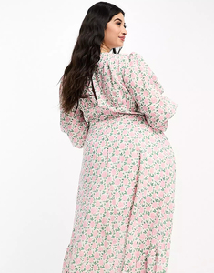 Escote en V Mangas Voluminosas Ojo de Cerradura Espalda Alto Bajo Dobladillo Faldas Curvilíneas Vestido de talla grande para <span class=keywords><strong>mujer</strong></span> - Product Image 3