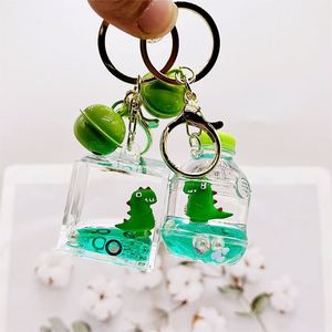 Llavero Creativo de Dinosaurio Verde con Arena Movediza, Colgante para Bolsa, Llavero con Aceite, Adorno Decorativo para Coche, Regalo de Navidad para Niños - Product Image 3