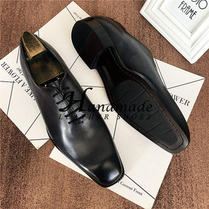 Chaussures derby formelles pour homme en cuir véritable haut de gamme, faites à la main, grises, style rétro, peintes, pour le bureau et les trajets quotidiens - Product Image 5