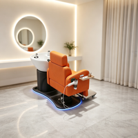 Fauteuil de lavage électrique avec évier et base LED, inclinable, pour salon de coiffure et institut de beauté